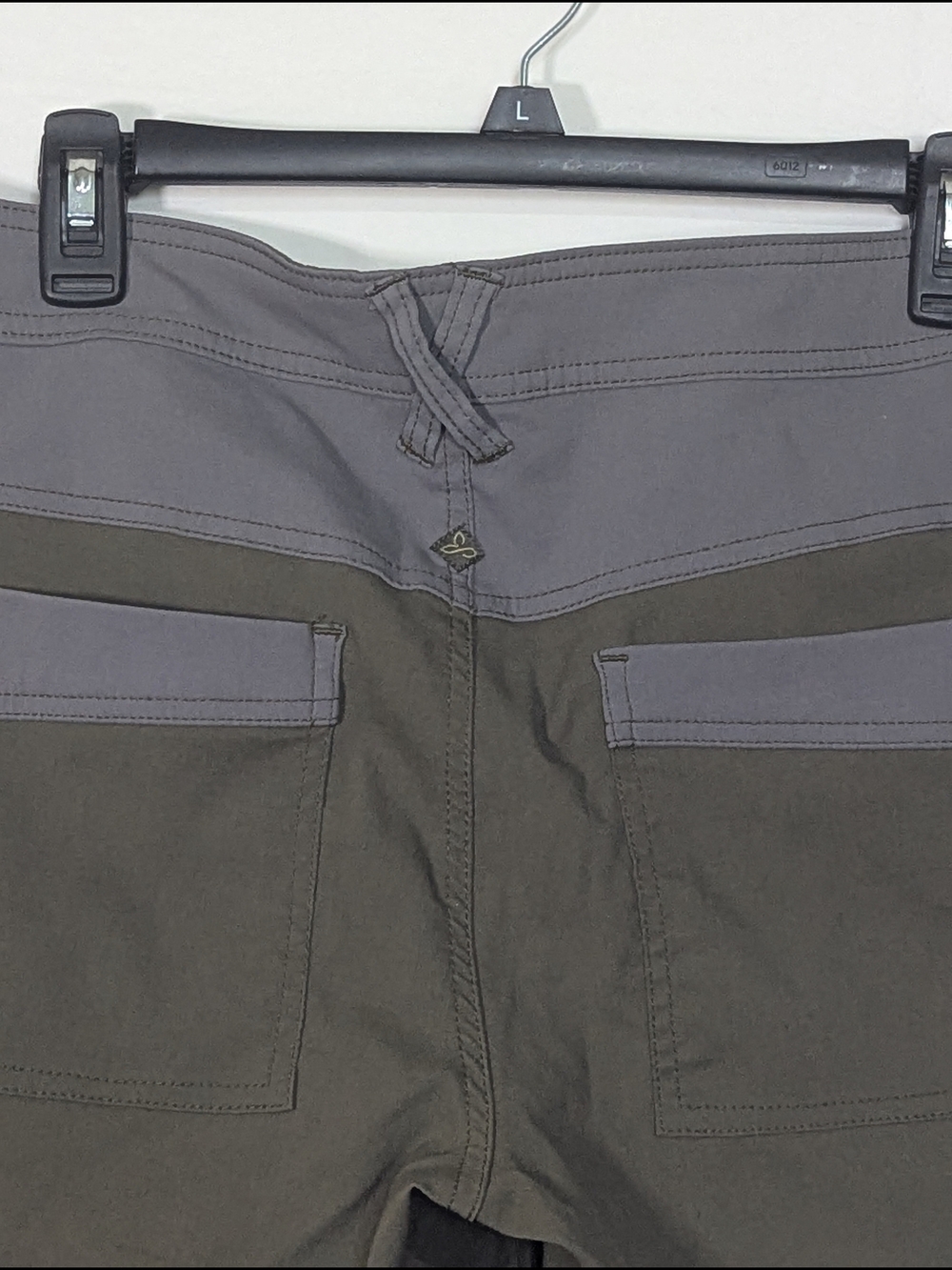 PrAna Women's Hiking Shorts Size 10 Gray Olive Stretch Outdoor Trail Casual - Picture 9 of 12